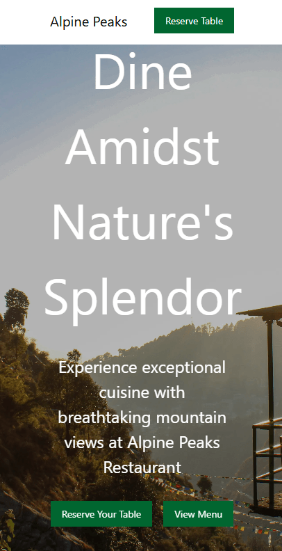 The same landing page as above but now seen through a mobile viewport